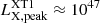 $ L^{\mathrm{XT1}}_{\mathrm{X,peak}} \approx 10^{47} $