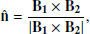 $$ \begin{aligned} \hat{\mathbf{n }} = \frac{\mathbf{B}_1 \times \mathbf {B}_2 }{|\mathbf {B}_1 \times \mathbf {B}_2 |}, \end{aligned} $$