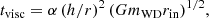 $$ \begin{aligned} t_{\rm visc} = \alpha \,(h/r)^2\,(Gm_{\rm WD}r_{\rm in})^{1/2}, \end{aligned} $$
