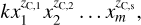 $kx_1^{{z_{{\rm{C,1}}}}}x_2^{{z_{{\rm{C,2}}}}} \ldots x_m^{{z_{{\rm{C,s}}}}},$