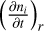 ${\left( {{{\partial {n_i}} \over {\partial t}}} \right)_r}$