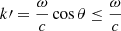 $ k\prime = \frac{\omega}{c}\cos\theta \leq \frac{\omega}{c} $