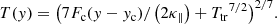 $$ \begin{aligned} T({ y}) = {\left(7{F_{\rm c}}({ y} - {{ y}_{\rm c}})/\left(2\kappa _\parallel \right) + {T_{\mathrm{tr} }}^{7/2}\right)^{2/7}}. \end{aligned} $$