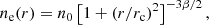 $$ \begin{aligned} n_{\rm e}(r) = n_{\rm 0} \left[ 1 + (r/r_{\rm c})^2 \right] ^{-3\beta /2}, \end{aligned} $$