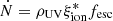 $ \dot{N}=\rho_{\mathrm{UV}}\xi_{\mathrm{ion}}^*f_{\mathrm{esc}} $
