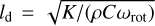 ${l_{\rm{d}}} = \sqrt {{K \mathord{\left/ {\vphantom {K {\left( {\rho C{\omega _{{\rm{rot}}}}} \right)}}} \right. \kern-\nulldelimiterspace} {\left( {\rho C{\omega _{{\rm{rot}}}}} \right)}}} $