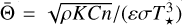 ${\rm{\bar \Theta }} = {{\sqrt {\rho KCn} } \mathord{\left/ {\vphantom {{\sqrt {\rho KCn} } {\left( {\varepsilon \sigma T_ \star ^3} \right)}}} \right. \kern-\nulldelimiterspace} {\left( {\varepsilon \sigma T_ \star ^3} \right)}}$