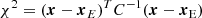 $$ \begin{aligned} \chi ^2= ({\boldsymbol{x} - \boldsymbol{x}}_E)^T C^{-1} ({\boldsymbol{x} - \boldsymbol{x}}_{\rm E}) \end{aligned} $$