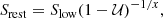 $$ \begin{aligned} S_{\rm rest} = S_{\rm low}(1 - \mathcal{U} )^{-1/x}, \end{aligned} $$