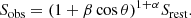 $$ \begin{aligned} S_{\rm obs} = (1+\beta \cos \theta )^{1+\alpha } S_{\rm rest}. \end{aligned} $$