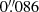 $ 0{{\overset{\prime\prime}{.}}}086 $