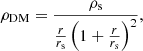 $$ \begin{aligned} \rho _{\rm DM}=\frac{\rho _{\rm s}}{\frac{r}{r_{\rm s}}\left(1+\frac{r}{r_{\rm s}}\right)^2}, \end{aligned} $$