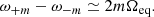 $$ \begin{aligned} \omega _{+m} - \omega _{-m} \simeq 2m\Omega _\mathrm{eq} . \end{aligned} $$