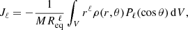 $$ \begin{aligned} J_\ell = -\frac{1}{MR_\mathrm{eq} ^{~\ell }} \int _V r^\ell \rho (r, \theta ) P_\ell (\cos \theta )\,\mathrm{d}V, \end{aligned} $$