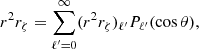 $$ \begin{aligned} r^2r_{\zeta }= \sum _{\ell ^{\prime }=0}^\infty (r^2r_{\zeta })_{\ell ^{\prime }} P_{\ell ^{\prime }}(\cos \theta ), \end{aligned} $$