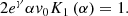 $$ \begin{aligned} 2e^{\gamma } \alpha {v}_{0} K_{1} \left(\alpha \right)=1. \end{aligned} $$