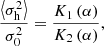 $$ \begin{aligned} \frac{\left\langle \sigma _{\rm h}^{2} \right\rangle }{\sigma _{0}^{2} } =\frac{K_{1} \left(\alpha \right)}{K_{2} \left(\alpha \right)} , \end{aligned} $$