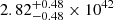 $ 2.82 ^{+ 0.48 }_{- 0.48 }\times10^{42} $