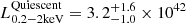 $ L^{\mathrm{Quiescent}}_{\mathrm{0.2-2keV}}=3.2^{+1.6}_{-1.0}\times10^{42} $