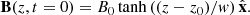 $$ \begin{aligned} \mathbf{B}(z, t=0) = B_0 \tanh \left( (z-z_0)/w \right) \hat{\mathbf{x}} . \end{aligned} $$