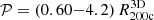 $ \mathcal{P}=(0.60{-}4.2)\,R_{\mathrm{200c}}^{\mathrm{3D}} $