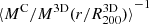 $ {\mathinner{\langle{M^{\mathrm{C}}/M^{\mathrm{3D}}(r/R_{200}^{\mathrm{3D}})}\rangle}}^{-1} $