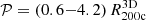$ \mathcal{P}=(0.6{-}4.2)\,R_{\mathrm{200c}}^{\mathrm{3D}} $