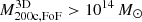 $ M_{\mathrm{200c,FoF}}^{\mathrm{3D}} > 10^{14}\,M_\odot $
