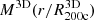 $ M^{\mathrm{3D}}(r/R_{\mathrm{200c}}^{\mathrm{3D}}) $