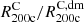 $ R_{\mathrm{200c}}^{\mathrm{C}}/R_{\mathrm{200c}}^{\mathrm{C,dm}} $