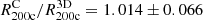 $ R_{\mathrm{200c}}^{\mathrm{C}}/R_{\mathrm{200c}}^{\mathrm{3D}} = 1.014 \pm 0.066 $