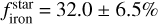 $f_{{\rm{iron}}}^{{\rm{star}}} = 32.0 \pm 6.5\% $