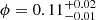 $ \phi=0.11_{-0.01}^{+0.02} $