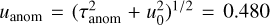 ${u_{{\rm{anom}}}} = {\left( {\tau _{{\rm{anom}}}^2 + u_0^2} \right)^{{1 \mathord{\left/ {\vphantom {1 2}} \right. \kern-\nulldelimiterspace} 2}}} = 0.480 $