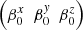 $ \Big(\beta^x_0 \,\,\, \beta^{\it y}_0 \,\,\, \beta^z_0\Big) $