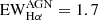 $ \mathrm{EW}_{\mathrm{H}\alpha}^{\mathrm{AGN}}=1.7 $