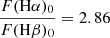 $ \frac{F(\mathrm{H}\alpha)_{0}}{F(\mathrm{H}\beta)_0}=2.86 $