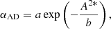$$ \begin{aligned} \alpha _{\rm AD} = a \exp \left(-\frac{{A^{2*}}}{b}\right), \end{aligned} $$