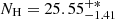 $ N_{\mathrm{H}}=25.55_{-1.41}^{+*} $