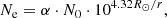 $$ \begin{aligned} N_{\rm e} = \alpha \cdot N_{0} \cdot 10^{4.32R_{\odot }/r} ,\end{aligned} $$