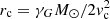 $ r_{\mathrm{c}} = \gamma_{G} M_{\odot}/2v_{\mathrm{c}}^{2} $