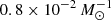 $ 0.8 \times 10^{-2}\,M_{\odot}^{-1} $