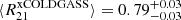 $ \langle R_{21}^{\mathrm{xCOLD GASS}}\rangle=0.79^{+0.03}_{-0.03} $