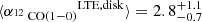 $ \langle{\alpha_{^{12}\text{ CO}(1{-}0)}}^{\mathrm{LTE, \rm disk}}\rangle=2.8^{+1.1}_{-0.7} $
