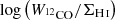 $ \log\left( W_{{^{12}\mathrm{CO}}}/\Sigma_{{\text{H}\,\textsc{i}}}\right) $