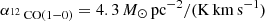 $ {\alpha_{^{12}\text{ CO}(1{-}0)}}=4.3\,M_\odot\,\rm pc^{-2}/(K\,km\,s^{-1}) $