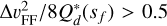 ${{{\rm{\Delta }}\upsilon _{{\rm{FF}}}^2} \mathord{\left/ {\vphantom {{{\rm{\Delta }}\upsilon _{{\rm{FF}}}^2} 8}} \right. \kern-\nulldelimiterspace} 8}Q_d^* \left( {{s_f}} \right) > 0.5 $