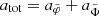 $ a_{\mathrm{tot}} = a_{\tilde{\varphi}} + a_{\tilde{\Phi}} $