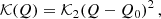 $$ \begin{aligned} \mathcal{K} (Q) = \mathcal{K} _2 (Q - Q_0)^2 \,, \end{aligned} $$