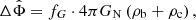 $$ \begin{aligned} \Delta \hat{\Phi }&= f_G \cdot 4 \pi G_{\rm N} \left(\rho _{\rm b} + \rho _{\rm c}\right) , \end{aligned} $$